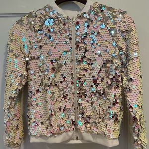 Girls Sequin Bomber style Zip jacket